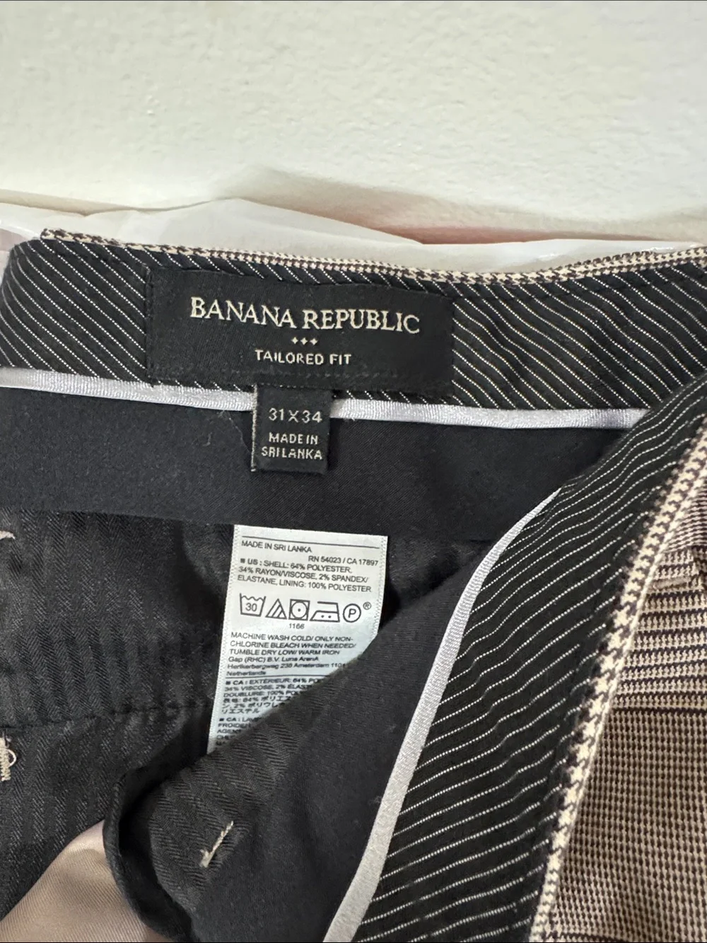 Banana Republic Black & Tan Plaid Tailored Pants
